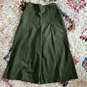 Dark green high rise wide leg crop pants